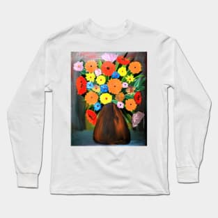 Some lovely bright mixed flowers in a metallic bronze Long Sleeve T-Shirt